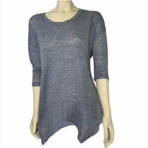 Apricot grey blue Button Open Back 1/2 sleeves Medium NWT